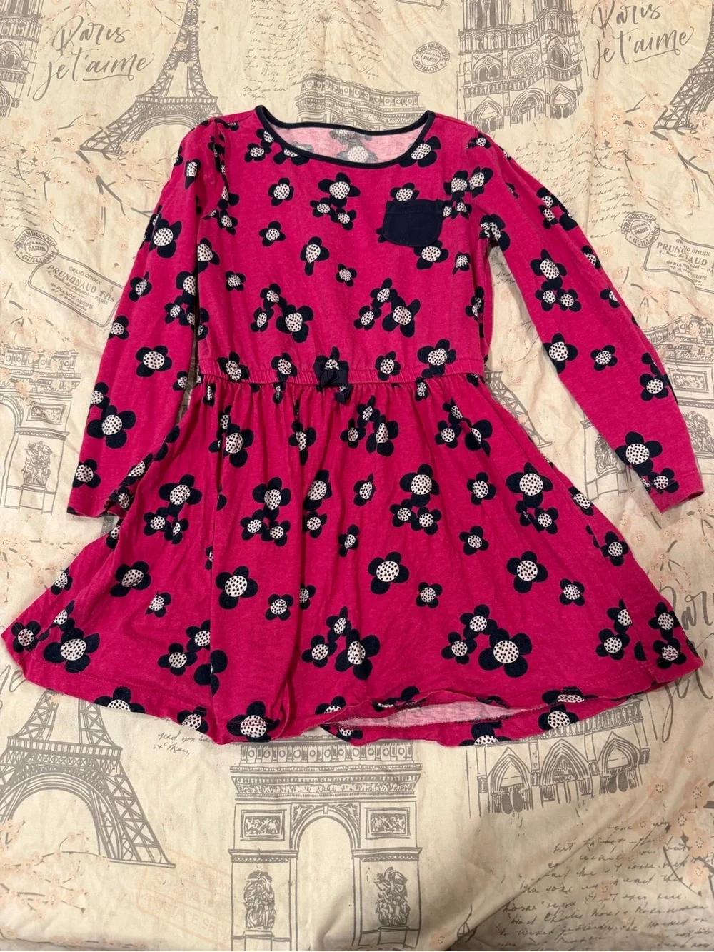Gymboree Fuchsia Floral Long-Sleeve Dress size 5